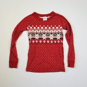 Hanna Andersson Red White Christmas Holiday Long John Pajama Top 110 cm US 5